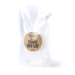 Clear plastic refill bag with nozzle of foaming hand soap