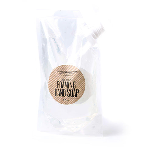 Clear plastic refill bag with nozzle of foaming hand soap
